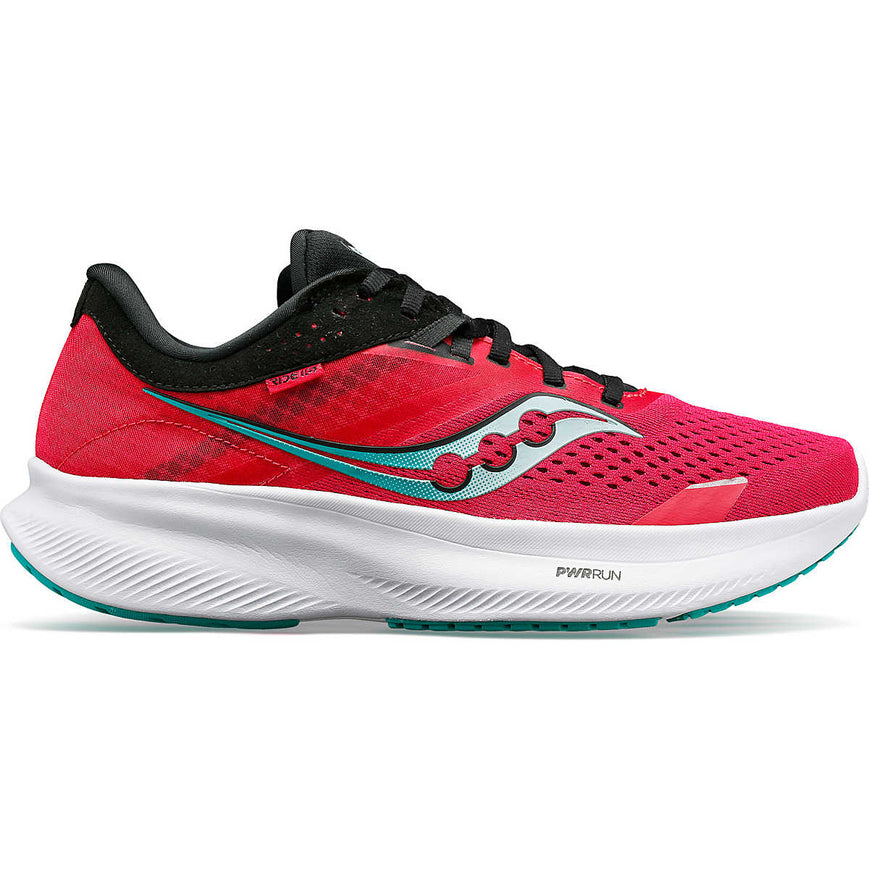Women's Saucony Ride 16, Rose/Black, 7.5 B Medium