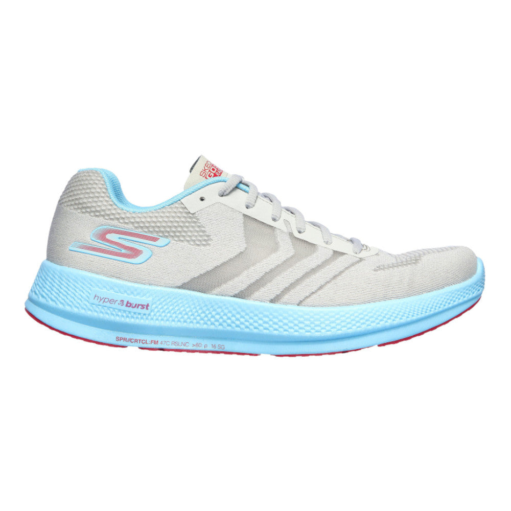 Women's Skechers Go Run Razor +, Grey/Aqua, 6 B Medium